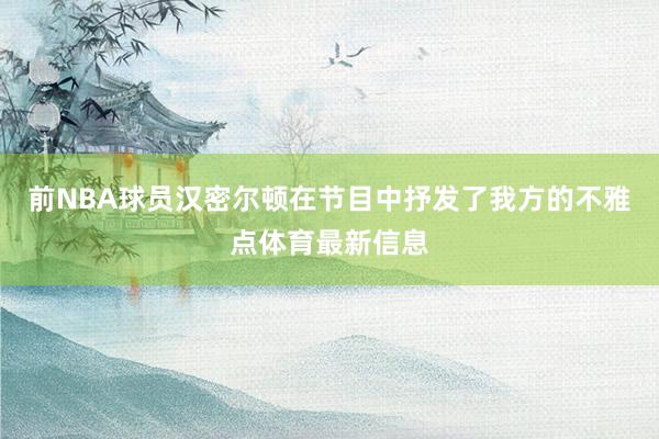 前NBA球员汉密尔顿在节目中抒发了我方的不雅点体育最新信息