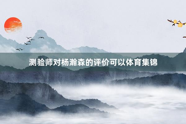 测验师对杨瀚森的评价可以体育集锦