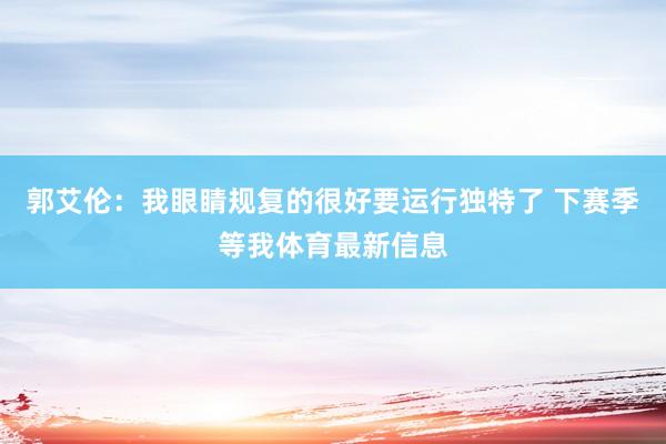 郭艾伦：我眼睛规复的很好要运行独特了 下赛季等我体育最新信息