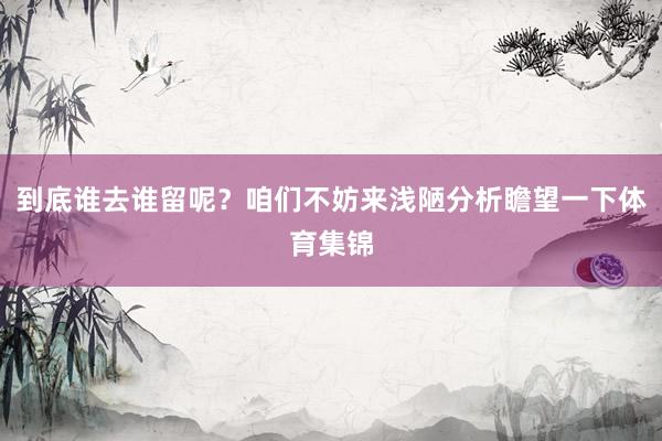 到底谁去谁留呢？咱们不妨来浅陋分析瞻望一下体育集锦