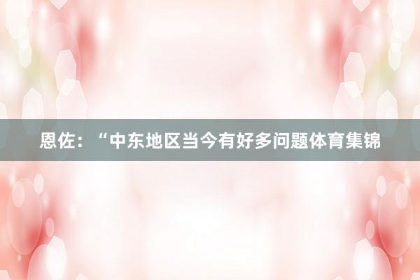 恩佐：“中东地区当今有好多问题体育集锦